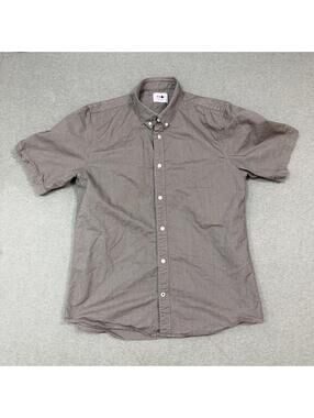 NN07 No Nationality Shirt Mens Large Textured Cotton Button Down Brown